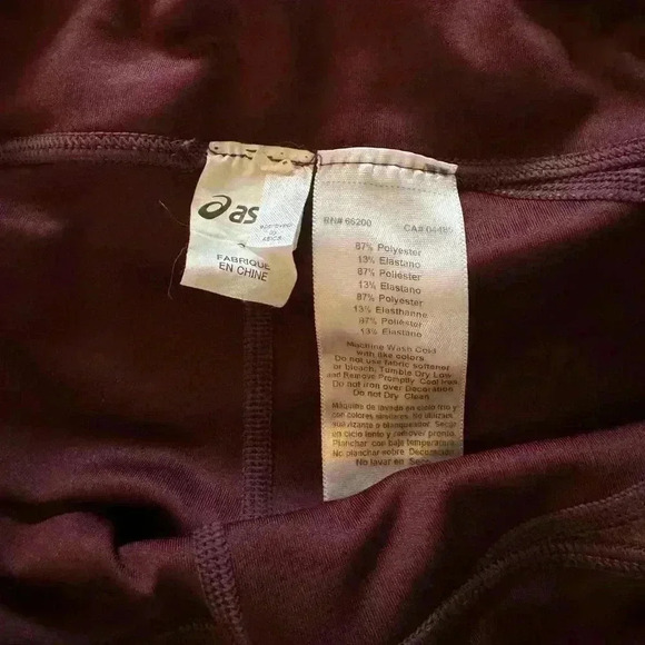 ASICS Women’s Burgundy Zigzag Print Capri Leggings, Size L High Waist Yoga Pants - Picture 5 of 5